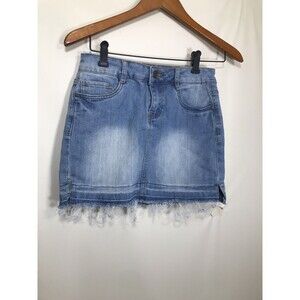Dollhouse Womens Denim Skirt Size 3 Women Blue Raw Hem Mini Jean Juniors